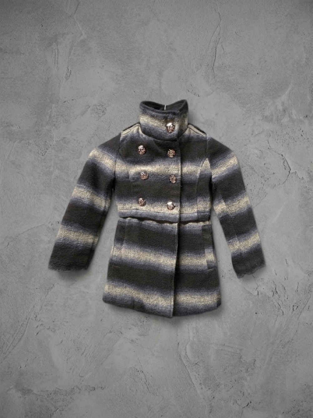 Jessica Simpson Girls 7 Ombre Stripe Peacoat Double Breasted Winter Jacket Blue